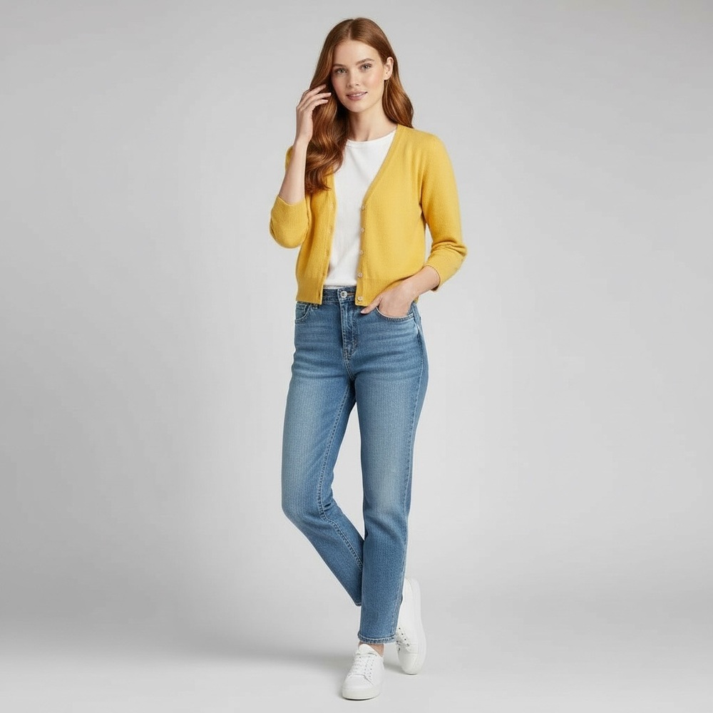 Boden Bright Autumn Mustard V-Neck Cardigan - Picture 3 of 10